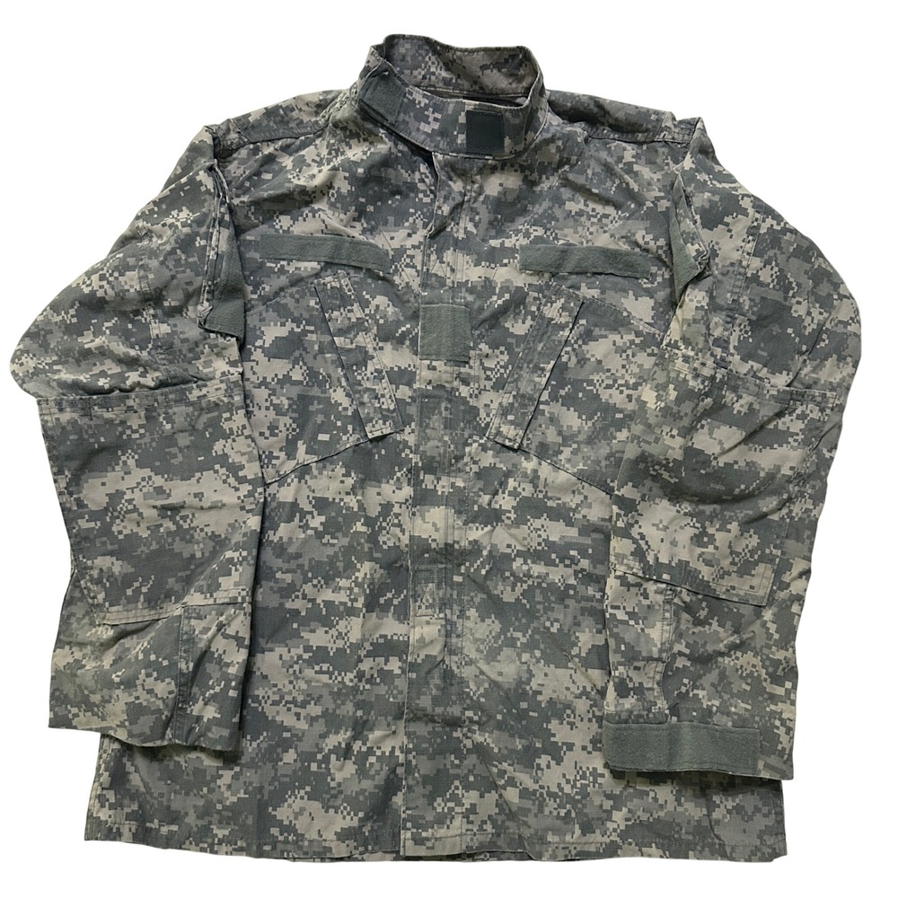 US‎ Military ACU Digital Camo Jacket Large Long Flame Resistant Field Coat VTG